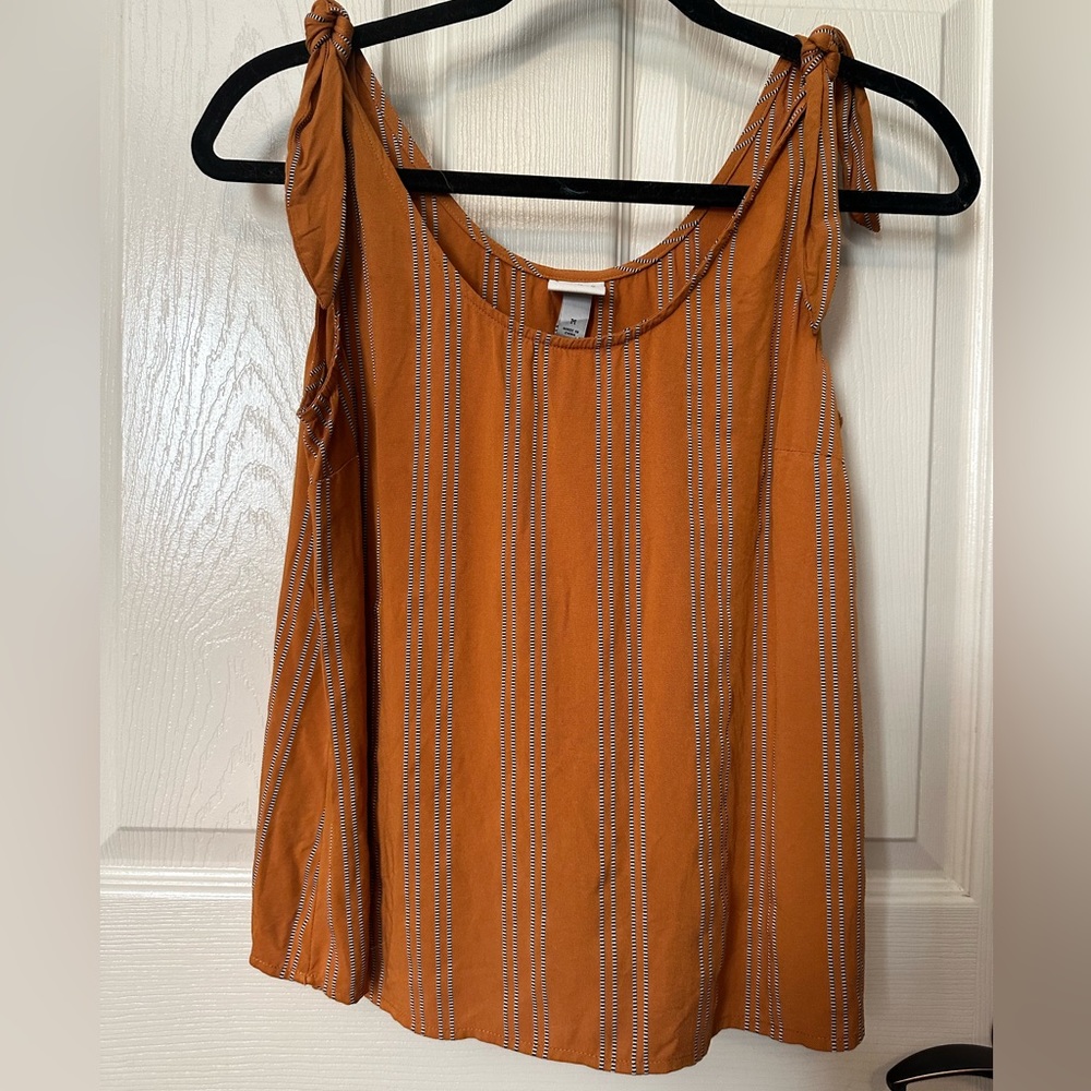 A New Day (Target) striped tank top with tie strap details. Women’s size M.